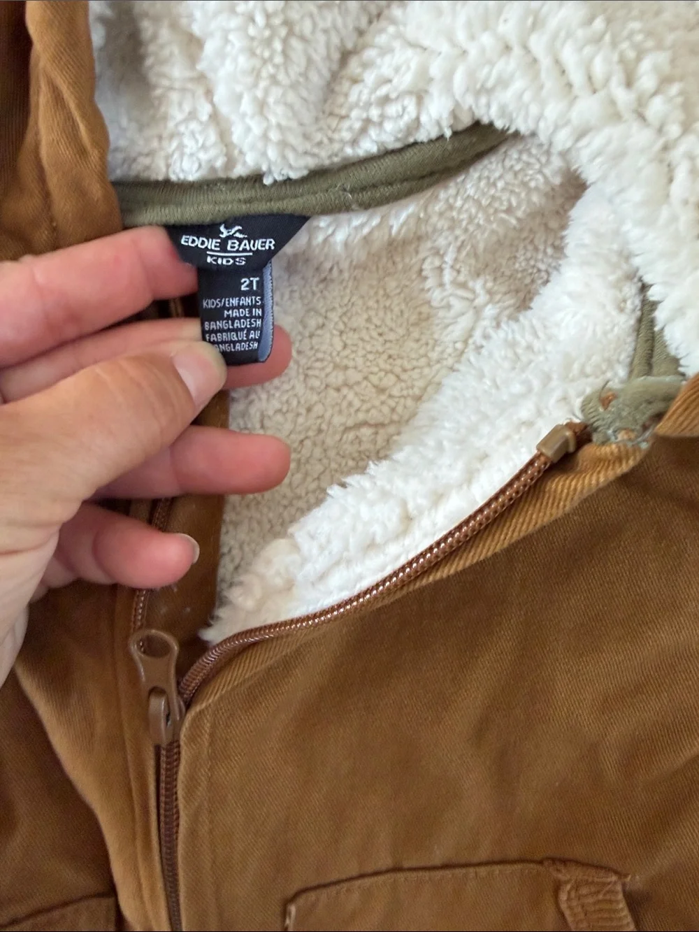 Kids Hooded Sherpa Winter Jacket Rust Sz 2T Eddie Bauer